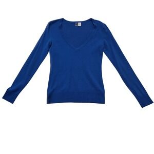 BP Blue V-Neck Long‎ Sleeve Knit Sweater Top Women's Size L